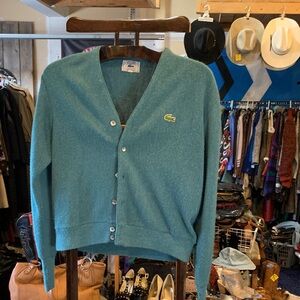 Lacoste Vintage Women's Teal Cardigan Sweater